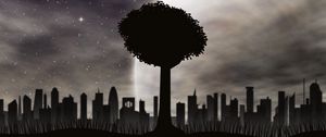 Preview wallpaper tree, vector, city, silhouettes