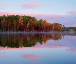 Preview wallpaper trees, autumn, lake, reflection