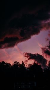 Preview wallpaper trees, clouds, dark, outlines, twilight