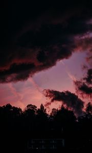 Preview wallpaper trees, clouds, dark, outlines, twilight