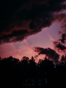 Preview wallpaper trees, clouds, dark, outlines, twilight