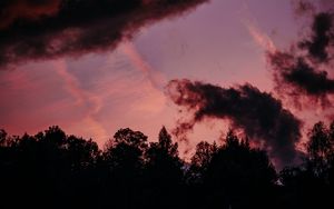 Preview wallpaper trees, clouds, dark, outlines, twilight