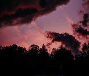 Preview wallpaper trees, clouds, dark, outlines, twilight