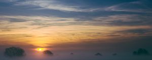 Preview wallpaper trees, fog, sunrise, sky