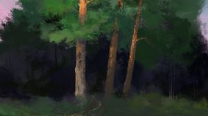 Preview wallpaper trees, forest, grass, art, nature