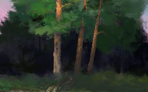 Preview wallpaper trees, forest, grass, art, nature