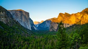 Preview wallpaper trees, forest, mountains, rocks, landscape
