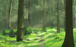 Preview wallpaper trees, forest, path, branches, art