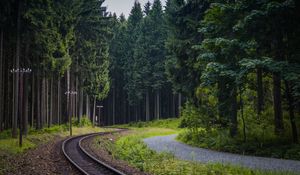 Preview wallpaper trees, forest, railway