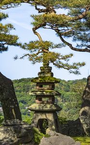 Preview wallpaper trees, forest, tower, sanctuary, architecture