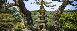 Preview wallpaper trees, forest, tower, sanctuary, architecture