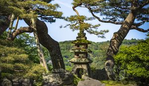 Preview wallpaper trees, forest, tower, sanctuary, architecture