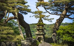 Preview wallpaper trees, forest, tower, sanctuary, architecture