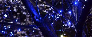 Preview wallpaper trees, garlands, flowers, lights, illumination