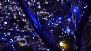 Preview wallpaper trees, garlands, flowers, lights, illumination