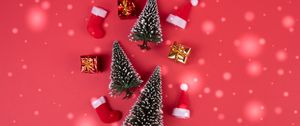 Preview wallpaper trees, gifts, new year, holiday, composition, red