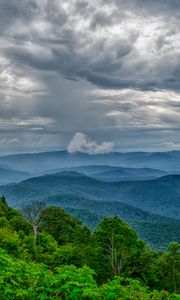 Preview wallpaper trees, hills, clouds, sky