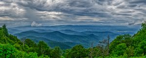 Preview wallpaper trees, hills, clouds, sky