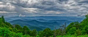 Preview wallpaper trees, hills, clouds, sky