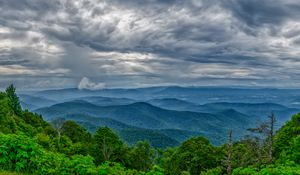 Preview wallpaper trees, hills, clouds, sky