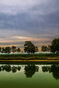 Preview wallpaper trees, house, lake, reflection, clouds, nature