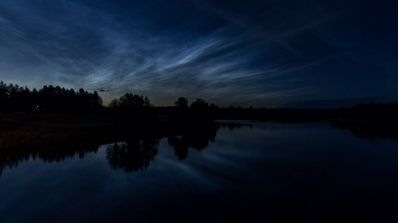 Wallpaper trees, lake, evening, water, reflection