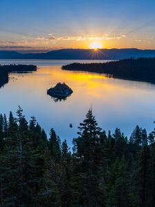 Preview wallpaper trees, lake, forest, island, nature, aerial view