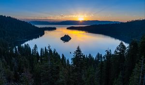 Preview wallpaper trees, lake, forest, island, nature, aerial view