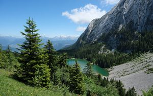 Preview wallpaper trees, lake, forest, mountain