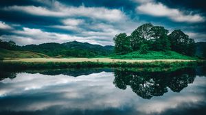 Preview wallpaper trees, lake, reflection, sky