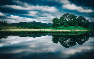 Preview wallpaper trees, lake, reflection, sky