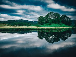 Preview wallpaper trees, lake, reflection, sky