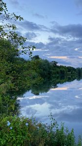 Preview wallpaper trees, lake, reflection, clouds, landscape