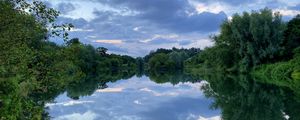 Preview wallpaper trees, lake, reflection, clouds, landscape
