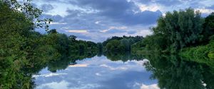 Preview wallpaper trees, lake, reflection, clouds, landscape