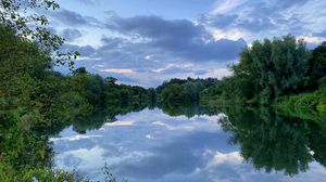 Preview wallpaper trees, lake, reflection, clouds, landscape