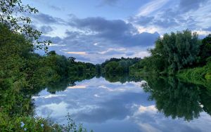 Preview wallpaper trees, lake, reflection, clouds, landscape