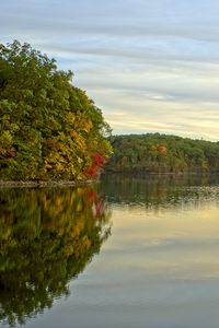 Preview wallpaper trees, lake, reflection, sky, landscape