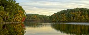 Preview wallpaper trees, lake, reflection, sky, landscape