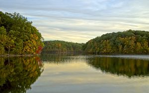 Preview wallpaper trees, lake, reflection, sky, landscape