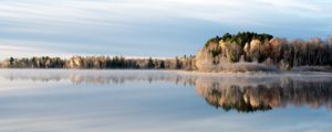 Preview wallpaper trees, lake, reflection, frost