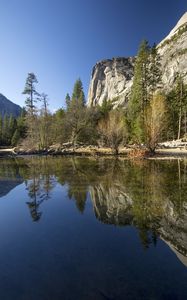 Preview wallpaper trees, lake, reflection, mountain