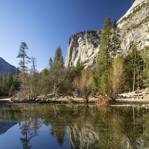 Preview wallpaper trees, lake, reflection, mountain