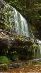 Preview wallpaper trees, landscape, waterfall, rocks