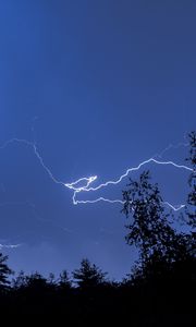 Preview wallpaper trees, lightning, night, sky