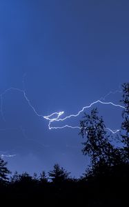 Preview wallpaper trees, lightning, night, sky