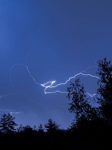 Preview wallpaper trees, lightning, night, sky