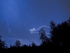 Preview wallpaper trees, lightning, night, sky