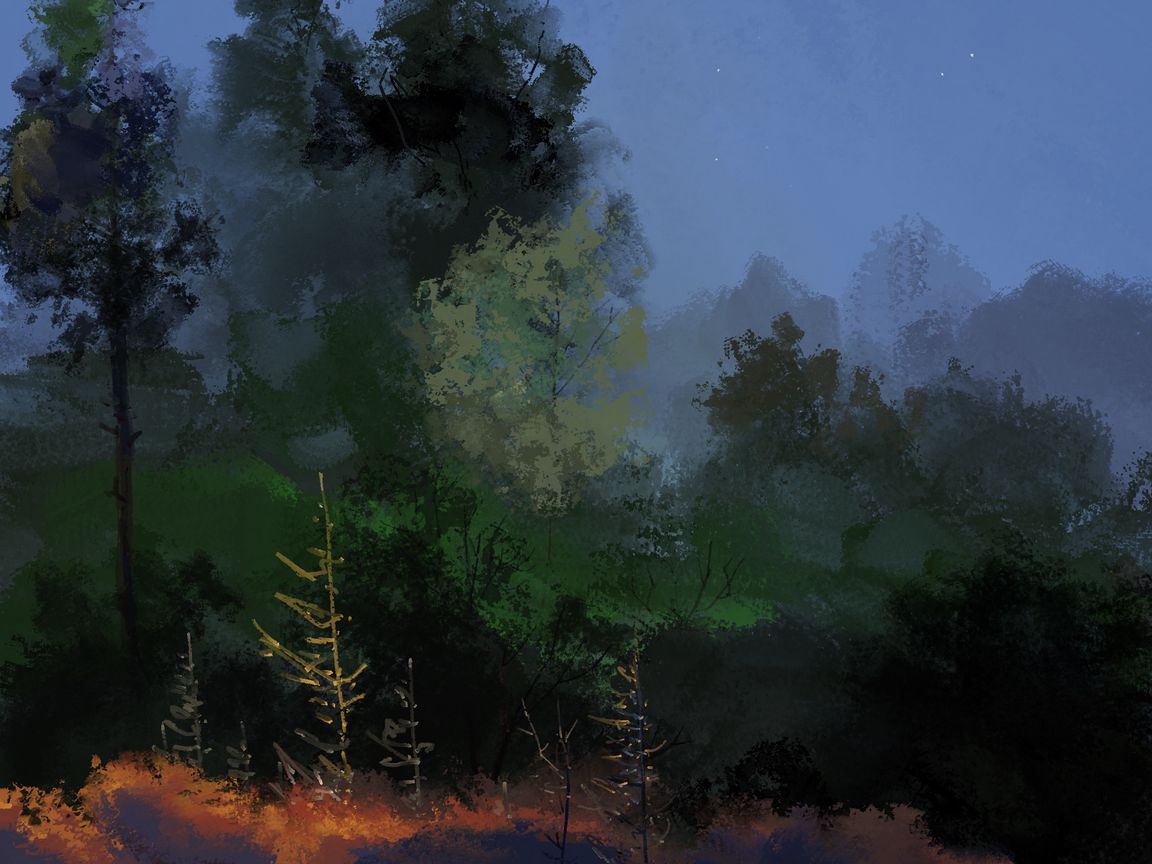 1152x864 Wallpaper trees, moon, art, night