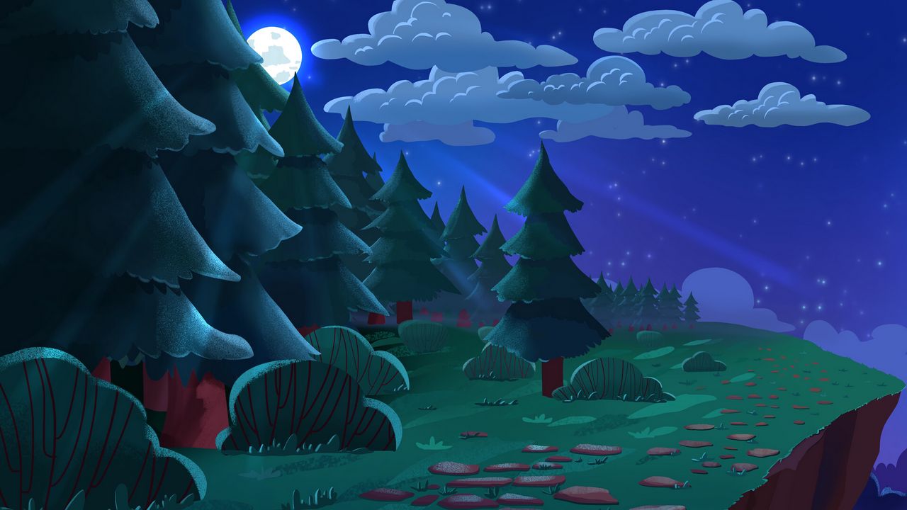 Wallpaper trees, moon, night, landscape, art hd, picture, image